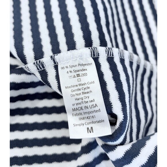 LulaRoe Amelia Dress Size M Blue White Striped Pleated Pockets - Picture 8 of 8